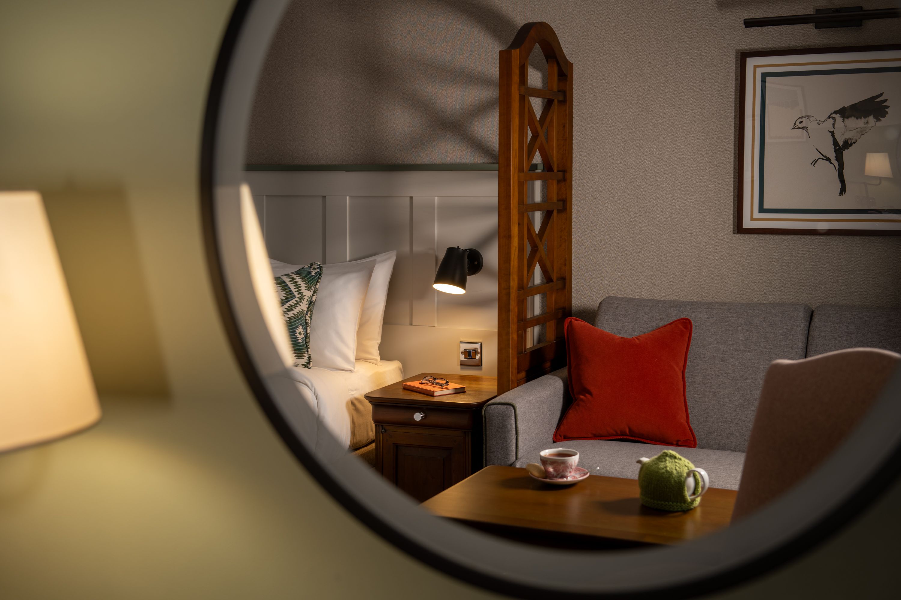 Bedroom reflection in mirror