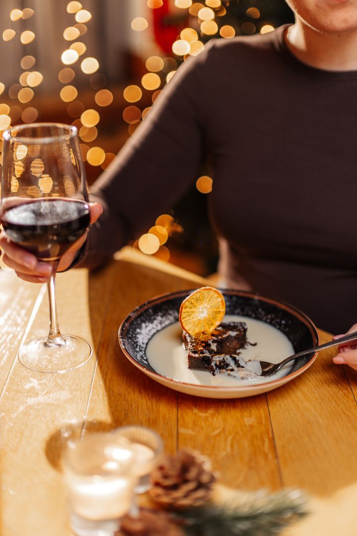Christmas chocolate dessert with red wine